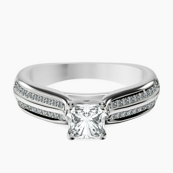10kt White Gold Sandra Side Stone Lab Diamond Ring front image