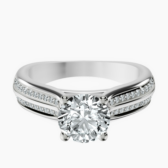 14kt White Gold Sandra Side Stone Lab Diamond Ring front image
