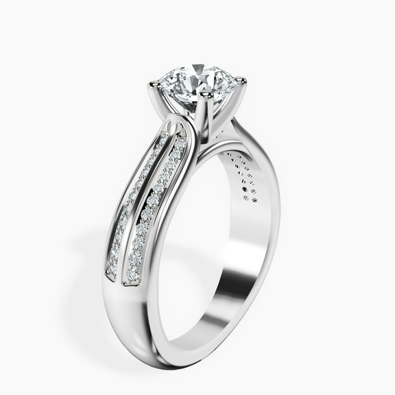 14kt White Gold Sandra Side Stone Lab Diamond Ring standing product image one
