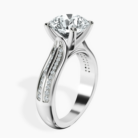 18kt White Gold Sandra Side Stone Lab Diamond Ring standing product image one