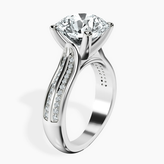 18kt White Gold Sandra Side Stone Lab Diamond Ring standing product image one