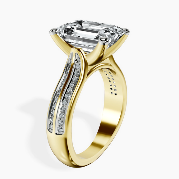 10kt Yellow Gold Sandra Side Stone Lab Diamond Ring standing product image one