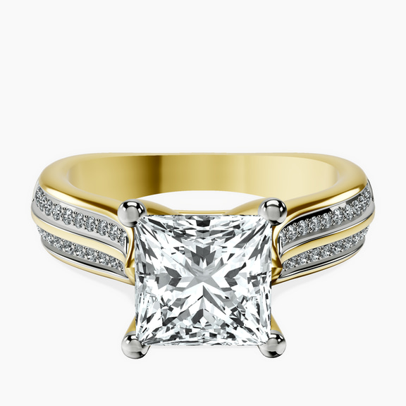 10kt Yellow Gold Sandra Side Stone Lab Diamond Ring front image