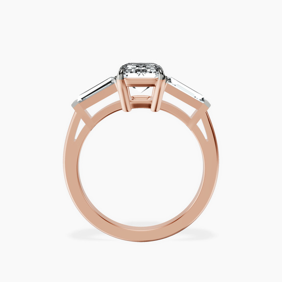 10kt Rose Gold Jennifer Lopez Three Stone Side Baguette Lab Diamond Ring side right image one