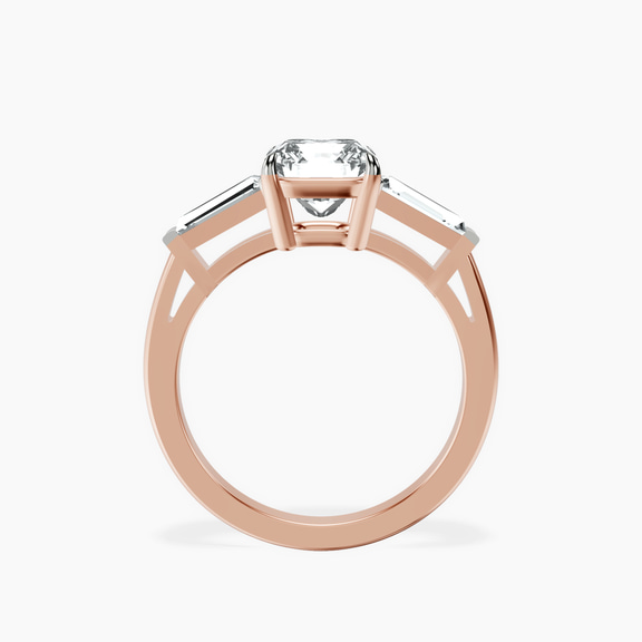 10kt Rose Gold Jennifer Lopez Three Stone Side Baguette Lab Diamond Ring side right image one