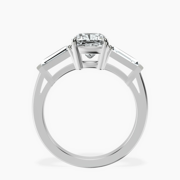 Platinum Jennifer Lopez Three Stone Side Baguette Lab Diamond Ring side right image one
