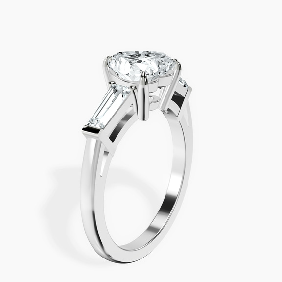 Platinum Jennifer Lopez Three Stone Side Baguette Lab Diamond Ring standing product image one