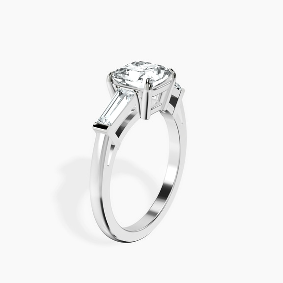 Platinum Jennifer Lopez Three Stone Side Baguette Lab Diamond Ring standing product image one