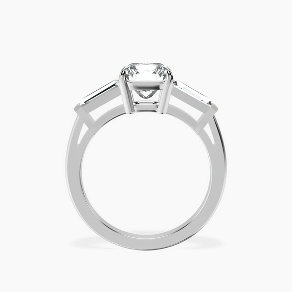 Platinum Jennifer Lopez Three Stone Side Baguette Lab Diamond Ring side right image one