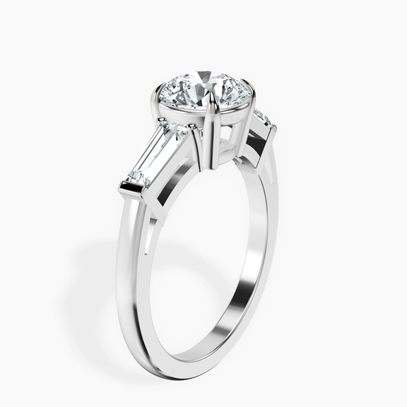Platinum Jennifer Lopez Three Stone Side Baguette Lab Diamond Ring standing product image one