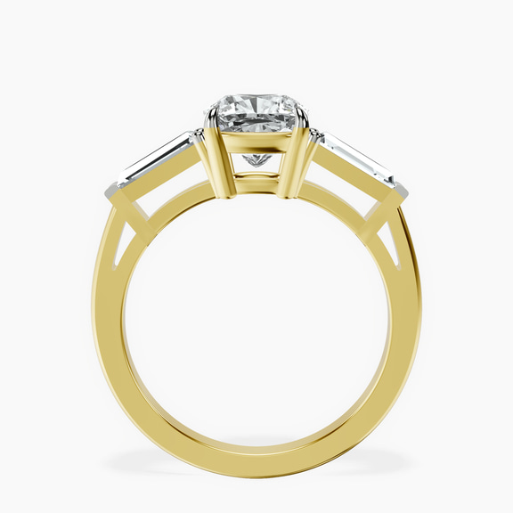 14kt Yellow Gold Jennifer Lopez Three Stone Side Baguette Lab Diamond Ring side right image one