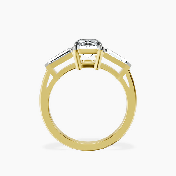 10kt Yellow Gold Jennifer Lopez Three Stone Side Baguette Lab Diamond Ring side right image one