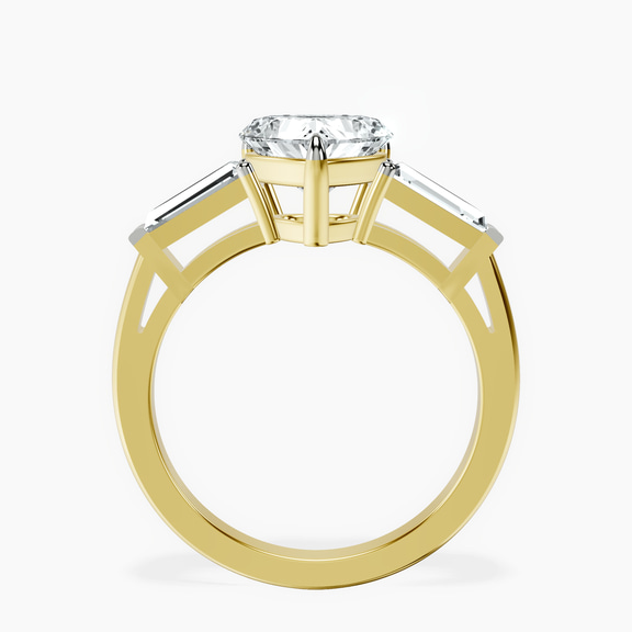 14kt Yellow Gold Jennifer Lopez Three Stone Side Baguette Lab Diamond Ring side right image one