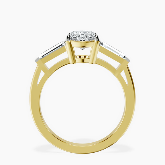 10kt Yellow Gold Jennifer Lopez Three Stone Side Baguette Lab Diamond Ring side right image one