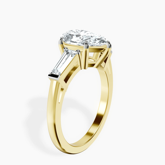 14kt Yellow Gold Jennifer Lopez Three Stone Side Baguette Lab Diamond Ring standing product image one