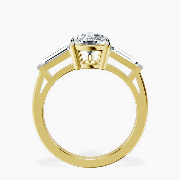 14kt Yellow Gold Jennifer Lopez Three Stone Side Baguette Lab Diamond Ring side right image one