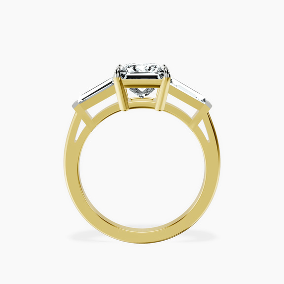 10kt Yellow Gold Jennifer Lopez Three Stone Side Baguette Lab Diamond Ring side right image one