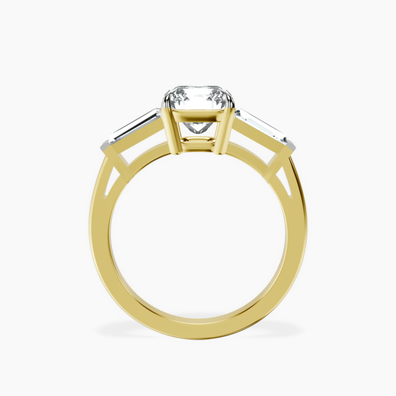 10kt Yellow Gold Jennifer Lopez Three Stone Side Baguette Lab Diamond Ring side right image one