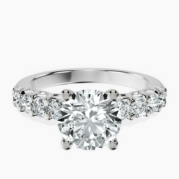 14kt White Gold Selena Gomez Entwined Prongs Lab Diamond Ring front image