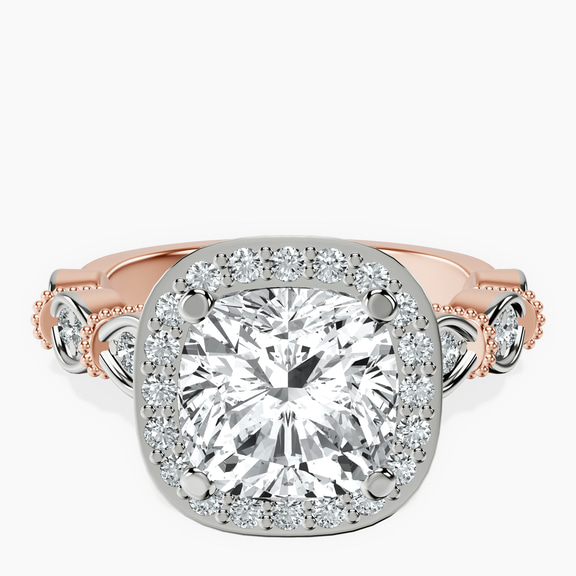 14kt Rose Gold Micaela Halo Lab Diamond Ring front image