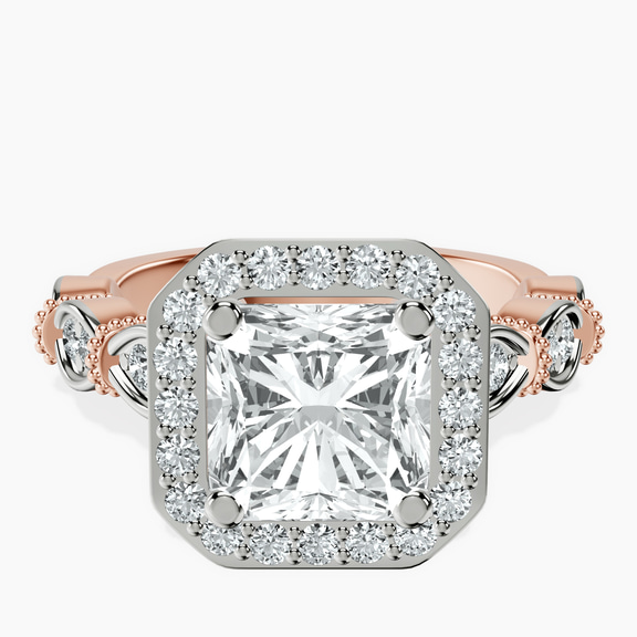 14kt Rose Gold Micaela Halo Lab Diamond Ring front image