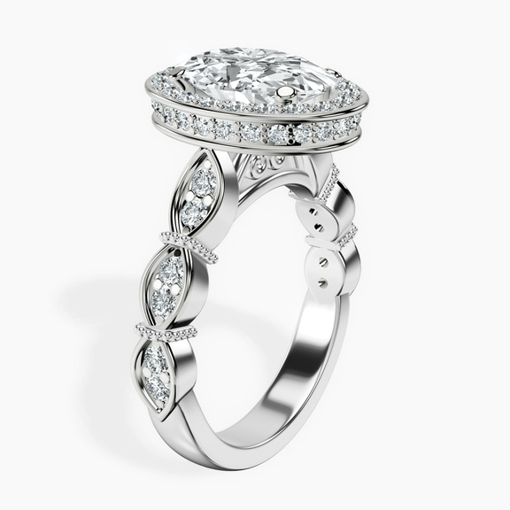 14kt White Gold Micaela Halo Lab Diamond Ring standing product image one