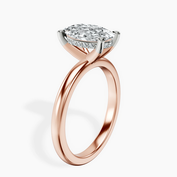 9ct Rose Gold Mildred Hidden Halo Solitaire Lab Diamond Ring standing product image one