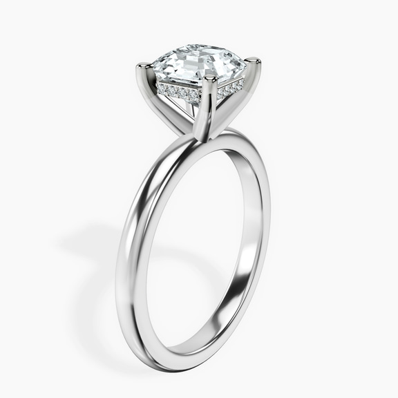 Platinum Mildred Hidden Halo Solitaire Lab Diamond Ring standing product image one