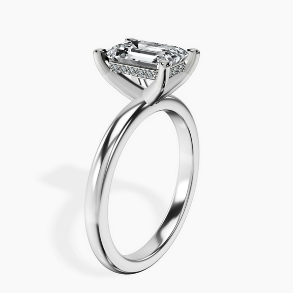 Platinum Mildred Hidden Halo Solitaire Lab Diamond Ring standing product image one