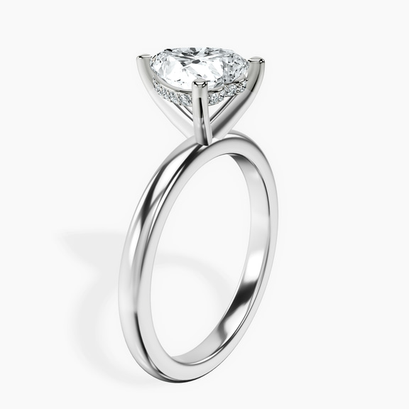 14ct White Gold Mildred Hidden Halo Solitaire Lab Diamond Ring standing product image one