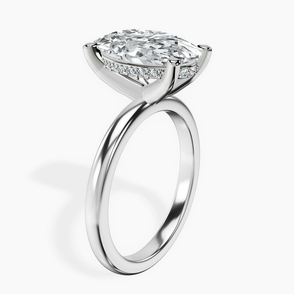 18kt White Gold Mildred Hidden Halo Solitaire Lab Diamond Ring standing product image one