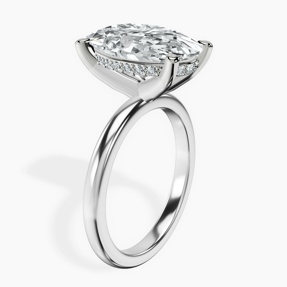 18kt White Gold Mildred Hidden Halo Solitaire Lab Diamond Ring standing product image one