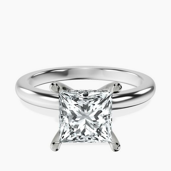 14ct White Gold Mildred Hidden Halo Solitaire Lab Diamond Ring front image