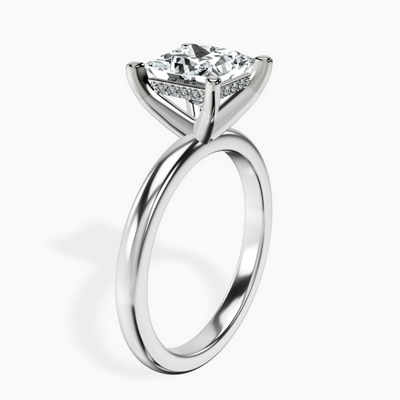 14ct White Gold Mildred Hidden Halo Solitaire Lab Diamond Ring standing product image one