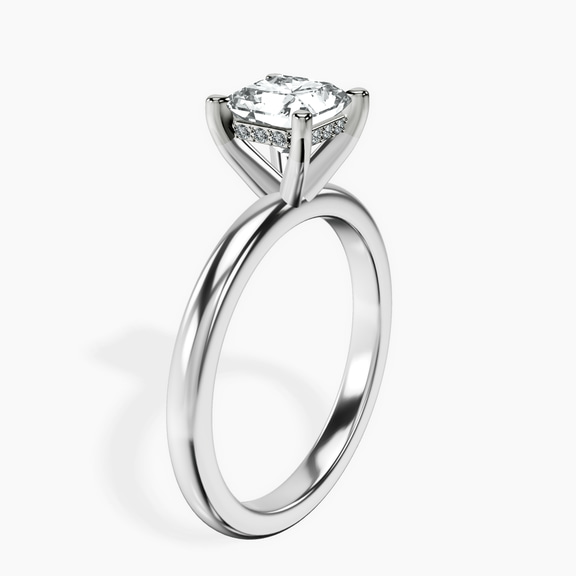 18kt White Gold Mildred Hidden Halo Solitaire Lab Diamond Ring standing product image one