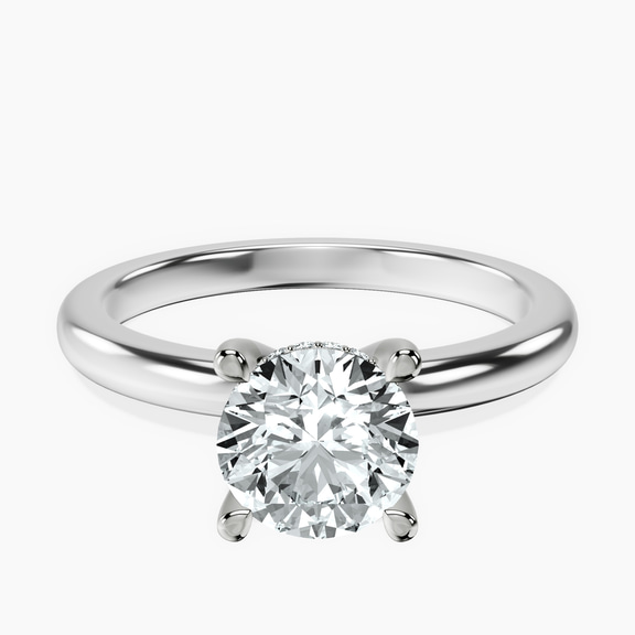 18kt White Gold Mildred Hidden Halo Solitaire Lab Diamond Ring front image