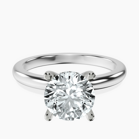 14ct White Gold Mildred Hidden Halo Solitaire Lab Diamond Ring front image