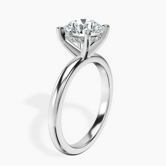 14ct White Gold Mildred Hidden Halo Solitaire Lab Diamond Ring standing product image one