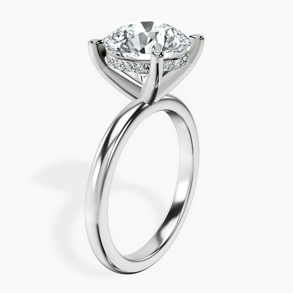 Platinum Mildred Hidden Halo Solitaire Lab Diamond Ring standing product image one