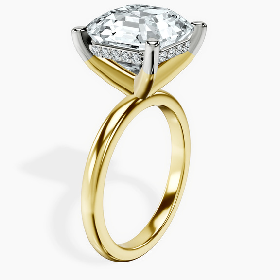 18kt Yellow Gold Mildred Hidden Halo Solitaire Lab Diamond Ring standing product image one