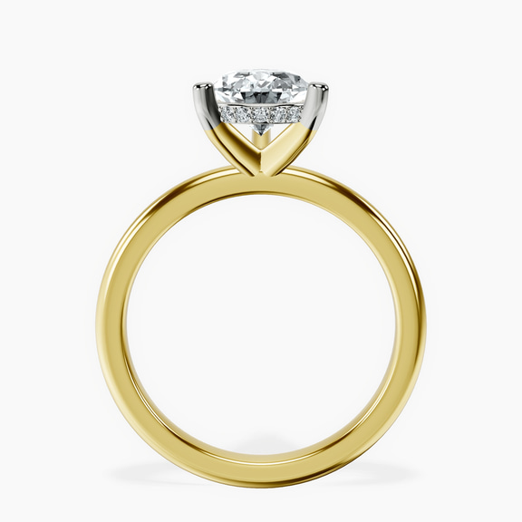 14ct Yellow Gold Mildred Hidden Halo Solitaire Lab Diamond Ring side right image one