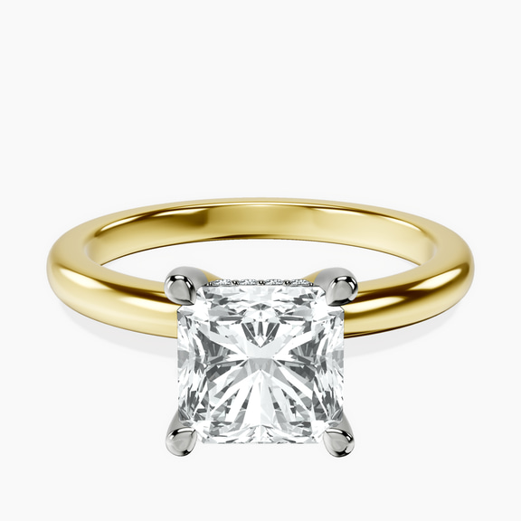 18ct Yellow Gold Mildred Hidden Halo Solitaire Lab Diamond Ring front image