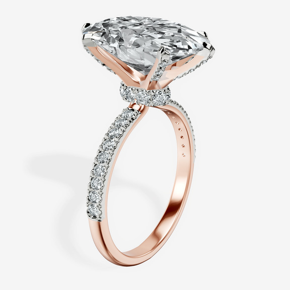 10kt Rose Gold Mereia Secret Halo Lab Diamond Ring standing product image one