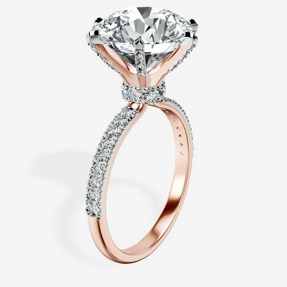 14kt Rose Gold Mereia Secret Halo Lab Diamond Ring standing product image one