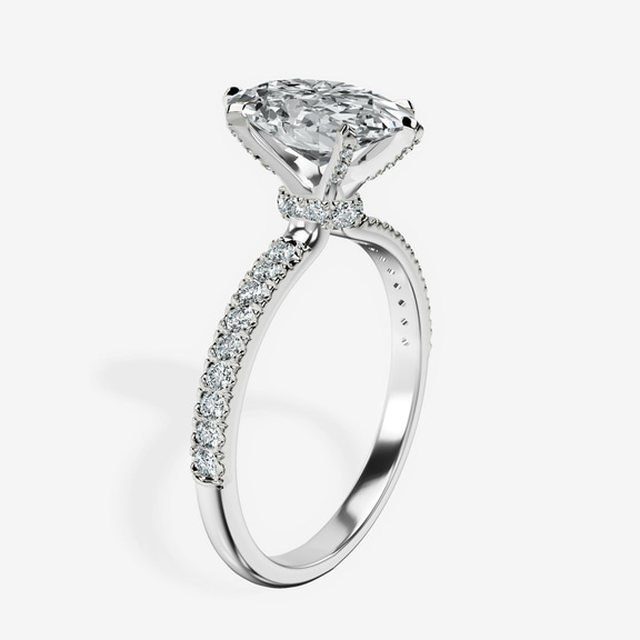 Platinum Mereia Secret Halo Lab Diamond Ring standing product image one