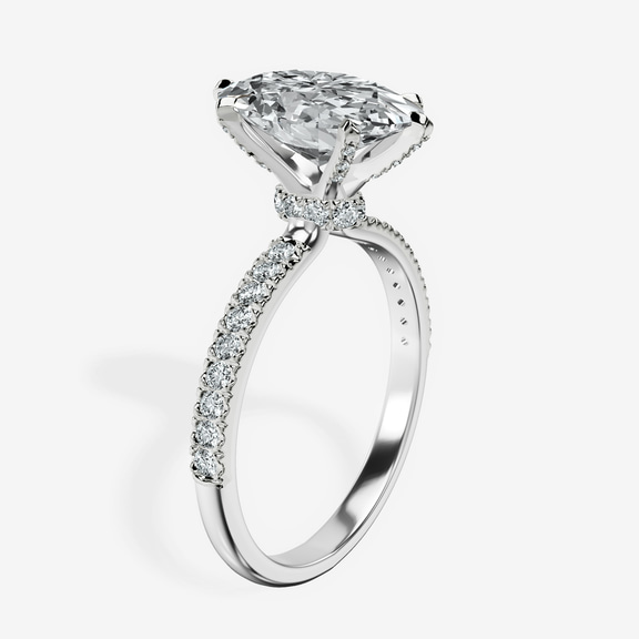 14kt White Gold Mereia Secret Halo Lab Diamond Ring standing product image one