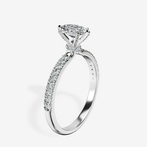 Platinum Mereia Secret Halo Lab Diamond Ring standing product image one