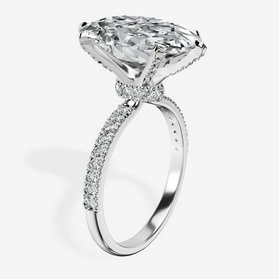 10kt White Gold Mereia Secret Halo Lab Diamond Ring standing product image one
