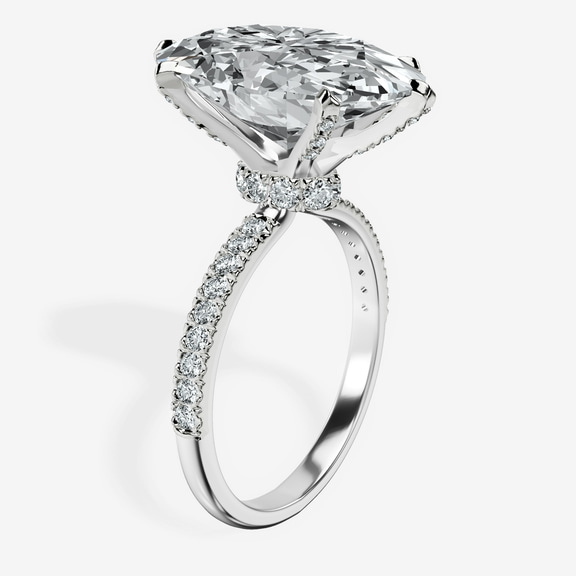 Platinum Mereia Secret Halo Lab Diamond Ring standing product image one