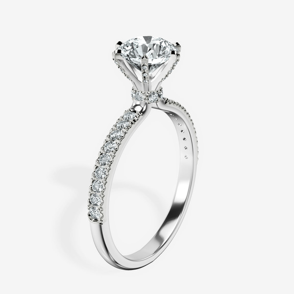 10kt White Gold Mereia Secret Halo Lab Diamond Ring standing product image one